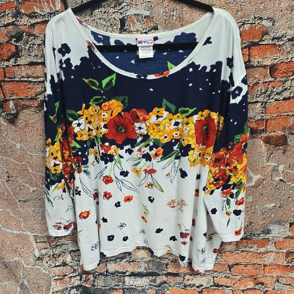 Floral Print Women's Top Sz 4X, Vintage